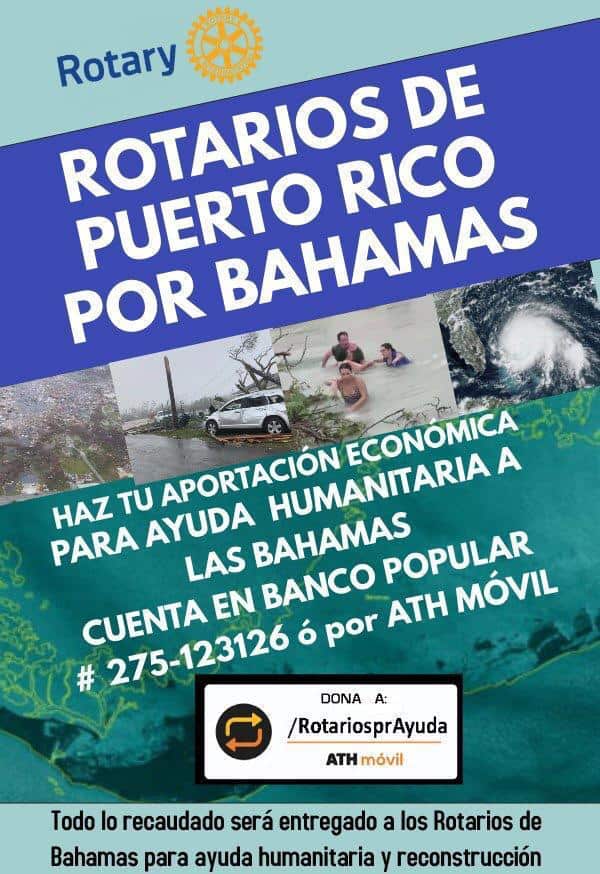 Club Rotario de Puerto Rico recaudará fondos para Bahamas