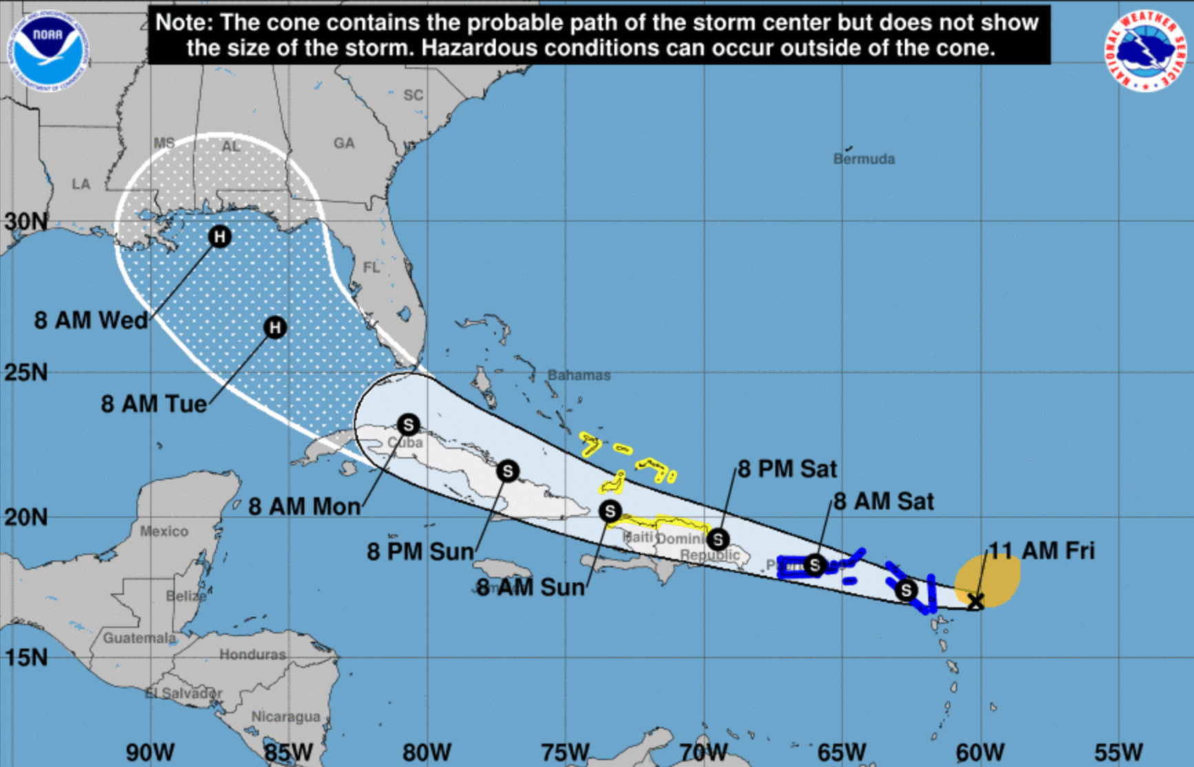 Tormenta tropical Laura pasaría sobre Puerto Rico mañana