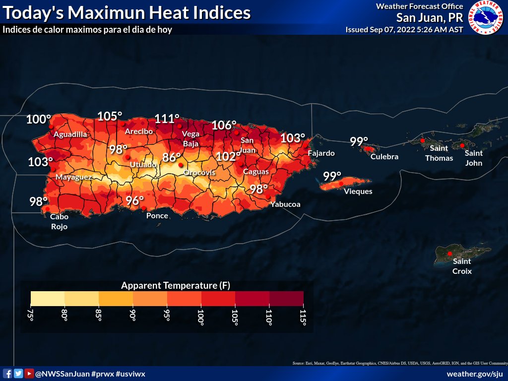 Servicio Nacional de Meteorología emite advertencia de calor para 30 municipios